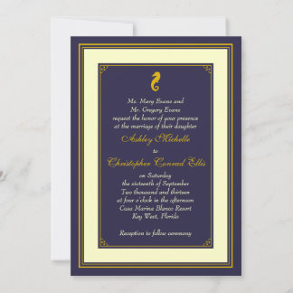 Invitación a la boda náutica con caballito de mar