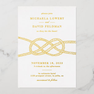 Invitación a la boda náutica con nudo ilustrado po