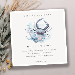 Invitación a la boda náutica de cangrejo submarino