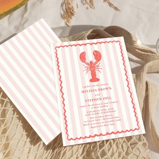 Invitación a la boda náutica de la banda rosa de l (Subido por el creador)