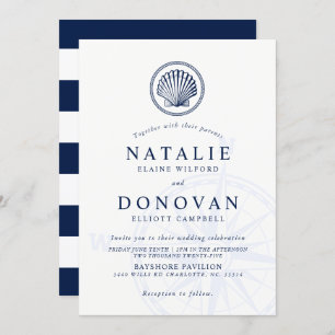 Invitación a la boda náutica de las conchas marina