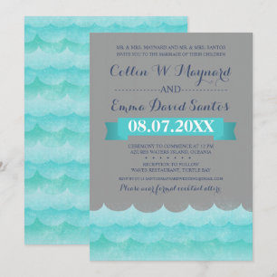 Invitación a la boda náutica de personalizado Gris