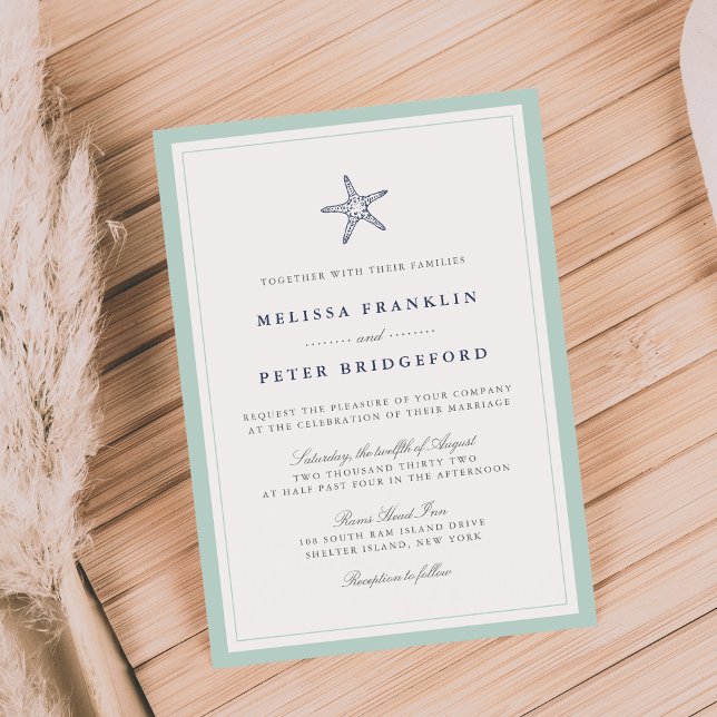 Invitación a la boda náutica de Starfish de Mint y (Subido por el creador)