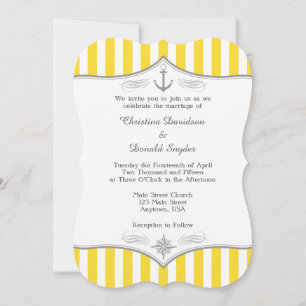 Invitación a la boda náutica gris-amarilla