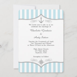 Invitación a la Boda Náutica Gris Azul Polvo