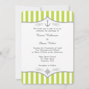 Invitación a la Boda Náutica Gris Blanca Lime Gree