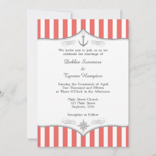 Invitación a la Boda Náutica Gris-Blanco Coral