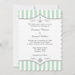 Invitación a la Boda Náutica Gris Blanco Mint.