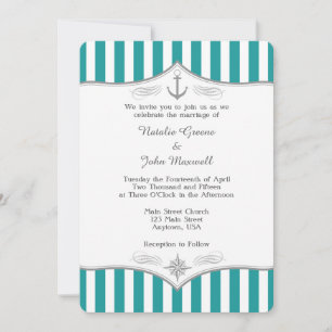 Invitación a la Boda Náutica Gris de Blue Aqua ver
