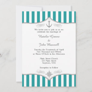 Invitación a la Boda Náutica Gris de Blue Aqua ver