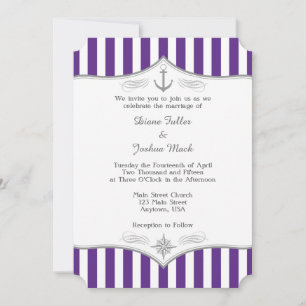 Invitación a la boda náutica gris púrpura