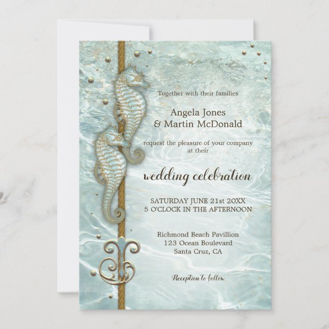 Invitación a la boda náutica por el caballito de m (Anverso)