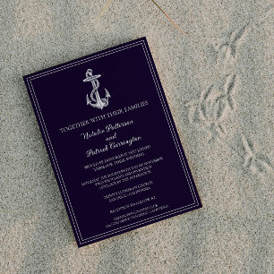 Invitación a la boda náutica púrpura