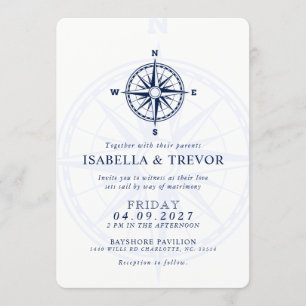Invitación a la boda náutica Rosa del viento