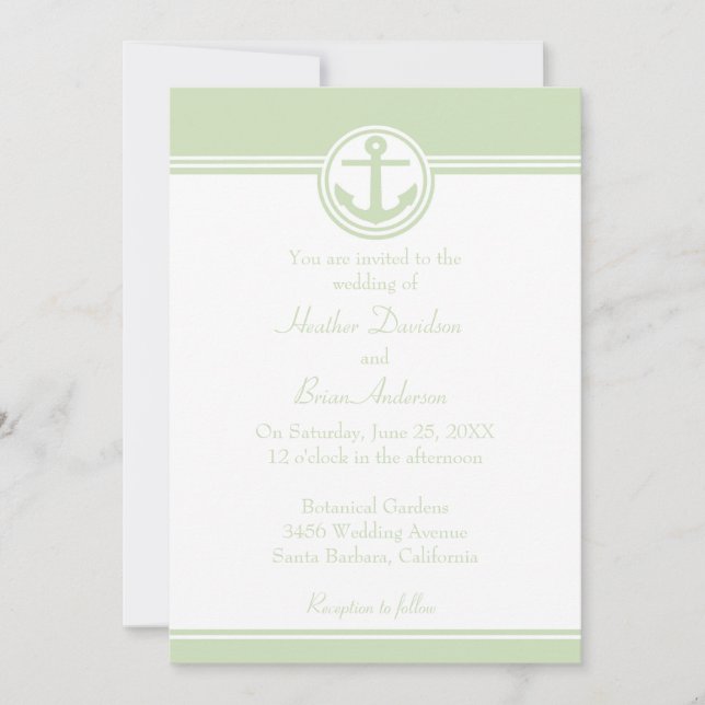 Invitación a la boda náutica verde de la Fábrica d (Anverso)