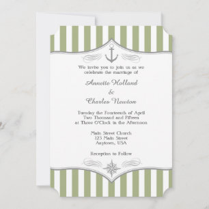 Invitación a la boda náutica verde de oliva sage