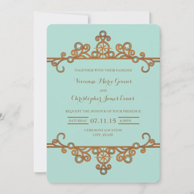 Invitación a la boda| Náutica vintage (Anverso)