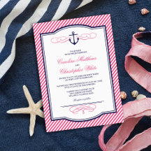 Invitación a la boda náutica y rosa