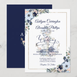 Invitación a la Boda Nautical Elegant Floral Ancho