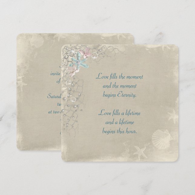 Invitación a la boda Nautical Net (Anverso / Reverso)