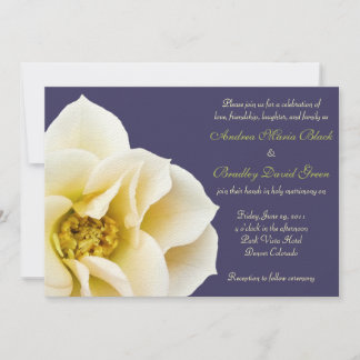 Invitación a la boda naval azul y crema silvestre