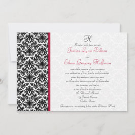 Invitación a la boda negra, blanca y roja