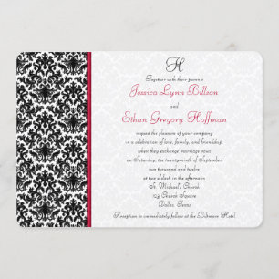 Invitación a la boda negra, blanca y roja