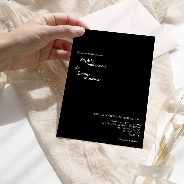 Invitación a la boda negra clásica moderna (Subido por el creador)