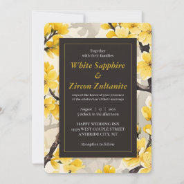 Invitación a la Boda Negra con Flor Amarilla