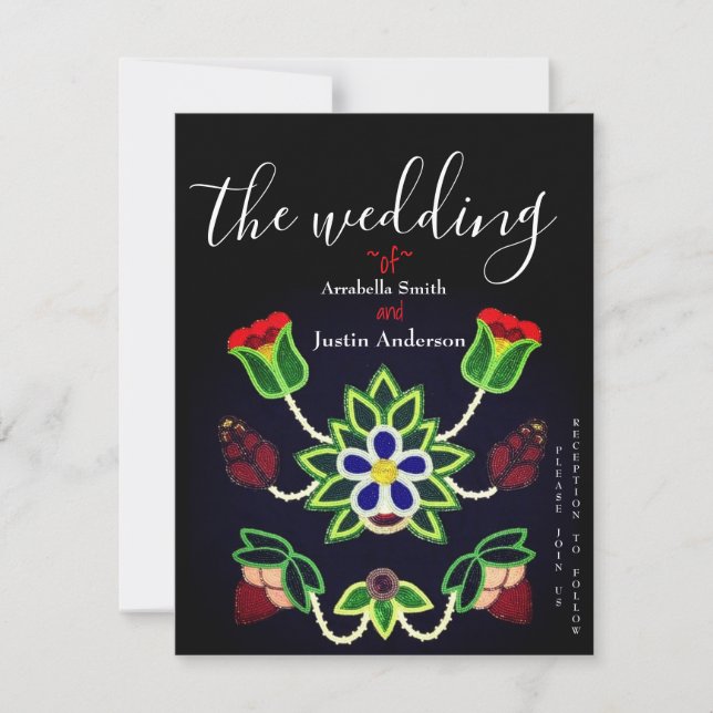 Invitación a la Boda Negra de Fresa Floral de Ojib (Anverso)