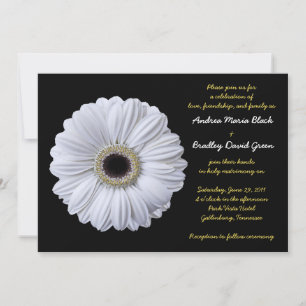 Invitación a la boda negra de Gerbera blanca