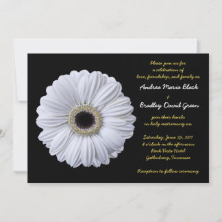 Invitación a la boda negra de Gerbera blanca