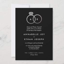 Invitación a la boda negra de los Anillos de plata