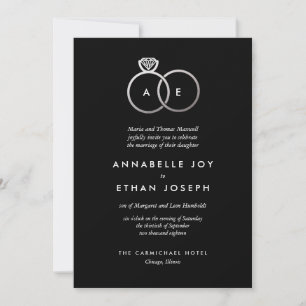 Invitación a la boda negra de los Anillos de plata