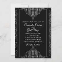 Invitación a la boda negra de lujo