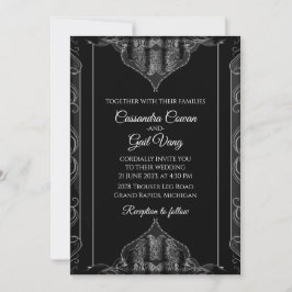 Invitación a la boda negra de lujo