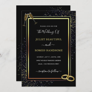 Invitación a la Boda Negra de Oro de Lujo