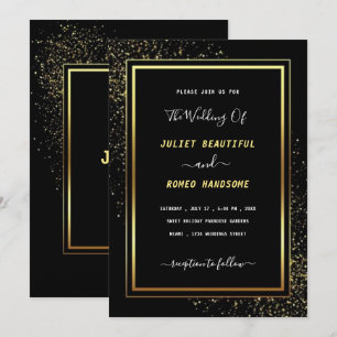 Invitación a la Boda Negra de Oro - Tarjeta de inv