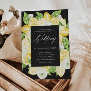Invitación a la boda negra del árbol de limón de c