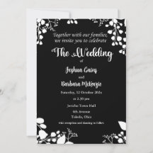 Invitación a la boda negra en blanco
