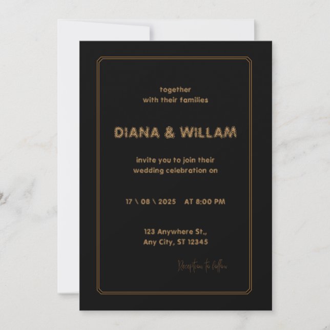 Invitación a la boda negra oscura (Anverso)