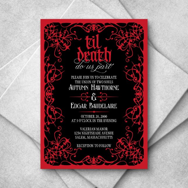 Invitación a la boda negra roja: Muerte gótica (Subido por el creador)