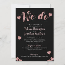 Invitación a la boda negra rosada