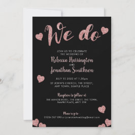 Invitación a la boda negra rosada