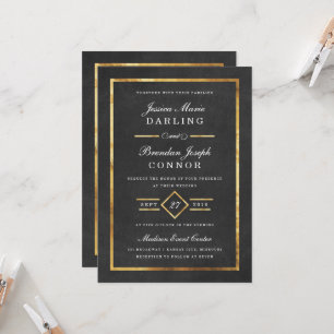 Invitación a la Boda Negra y al Oro de Arte Modern