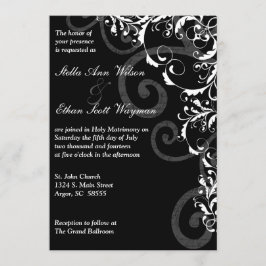 Invitación a la boda negra y blanca