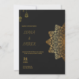 Invitación a la Boda Negra y Dorada