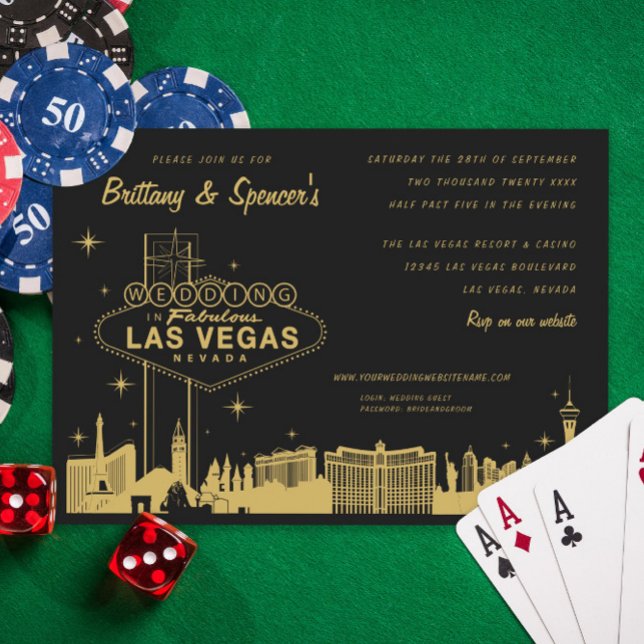 Invitación a la Boda Negra y Oro de Las Vegas Stri (Subido por el creador)