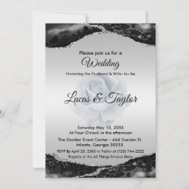 Invitación a la boda negra y plateada