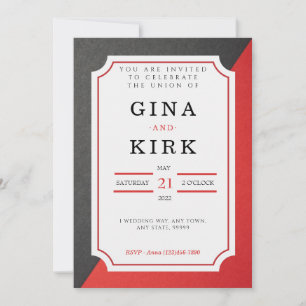 Invitación a la boda negra y roja